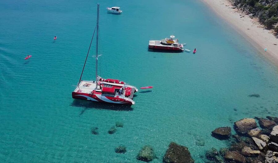Cruising on a sailing maxi-catamaran - Lunch island stop: Lavezzi, Sperone, or Santa Manza