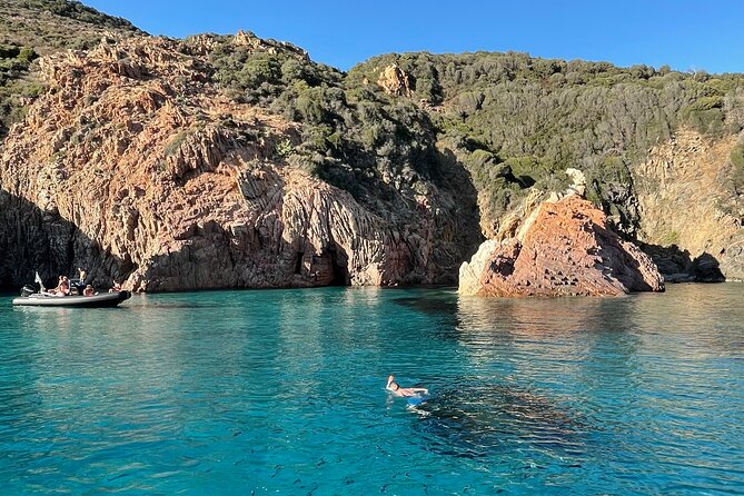 From Sagone/Cargèse: Coves of Piana sea cave Snorkeling - Capo Rosso, snorkeling in a roadless cove